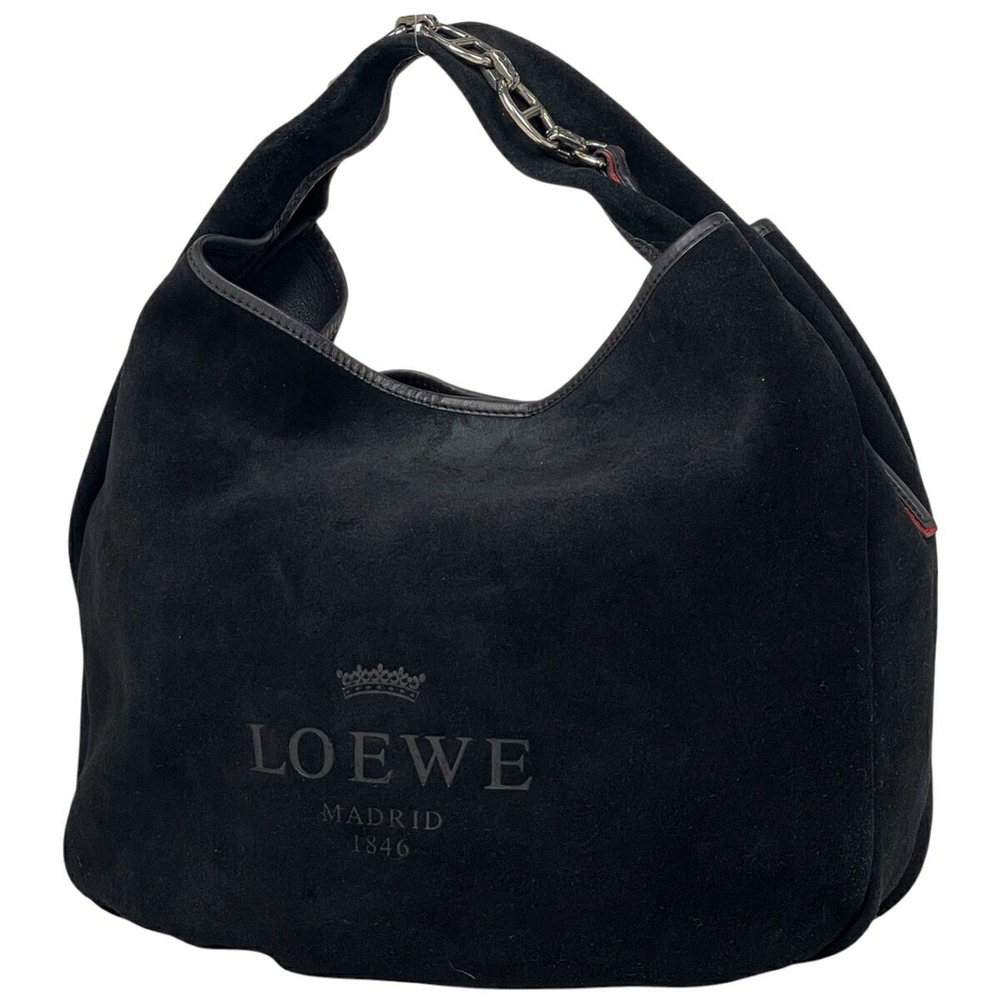 Loewe logo Shoulder Bag Hobo suede black
